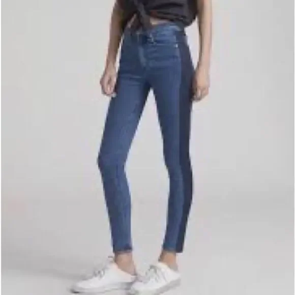 Rag & Bone High Rise Skinny Indigo Tux Side Stripe Jeans - Picture 7 of 12